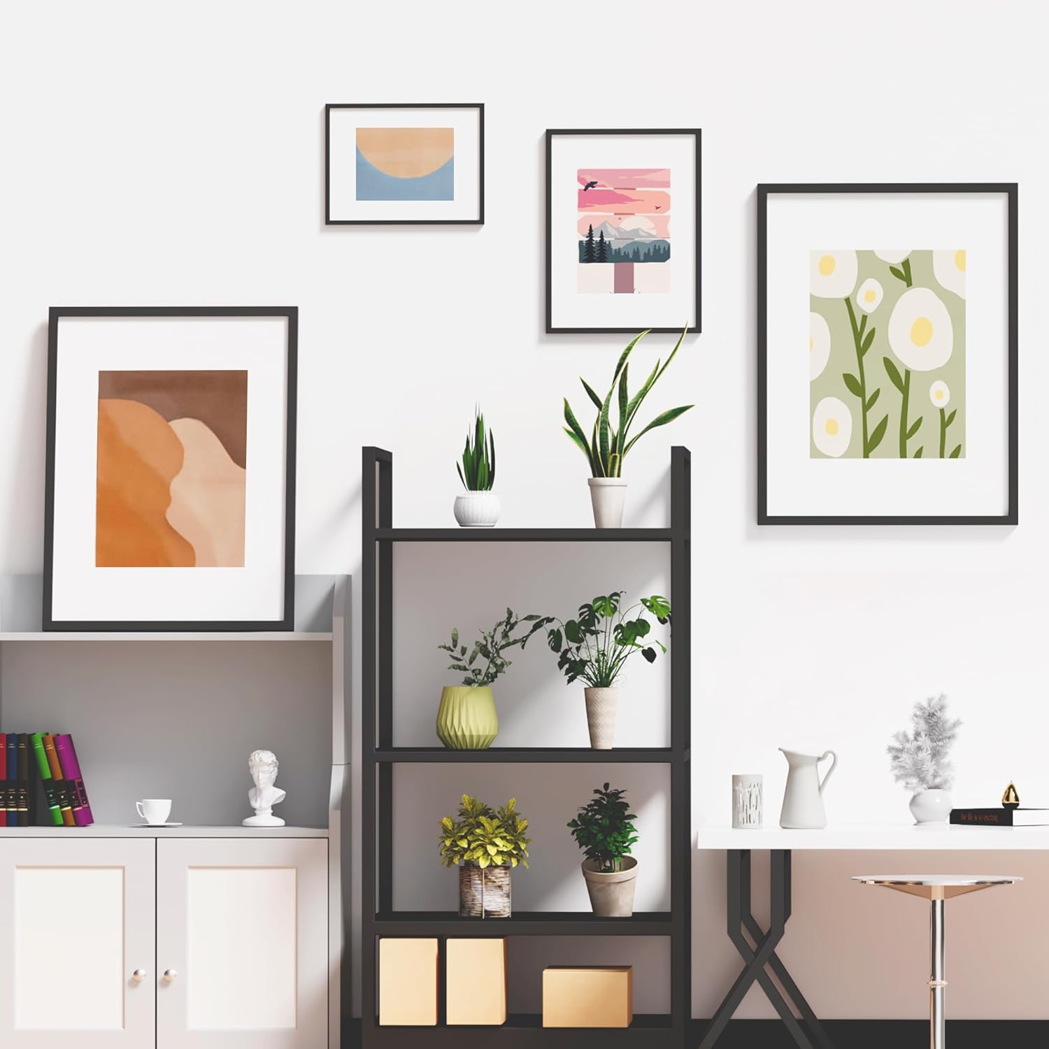 Wiscet 11x14 Picture Frame Set of 9 - Display 8x10 Photos with Mat or 11x14 Without Mat | Black Wall Mount & Tabletop