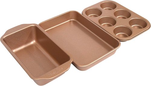 CasaWare Toaster Oven Set - 3-Piece Rose Gold Granite Kitchen Essentials