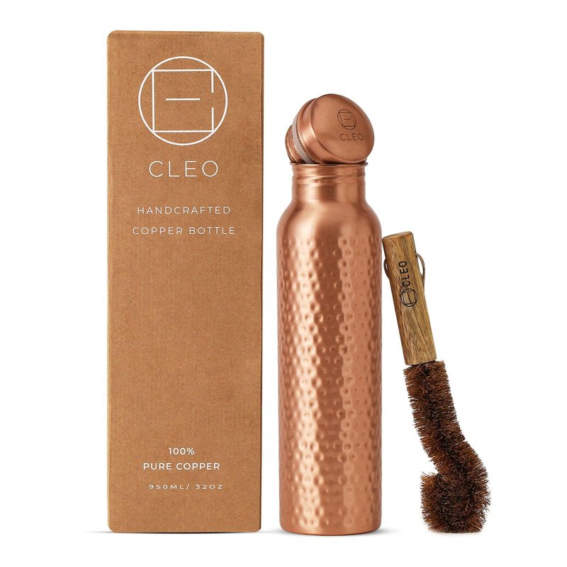 AVA DESIGNZ Pure Copper Water Bottle, 950 ML (32.5 Oz) - Hand-crafted Hammered Copper Vessel - Certified Insulated Water Bottle Great for Sports, Yoga & Everyday Use