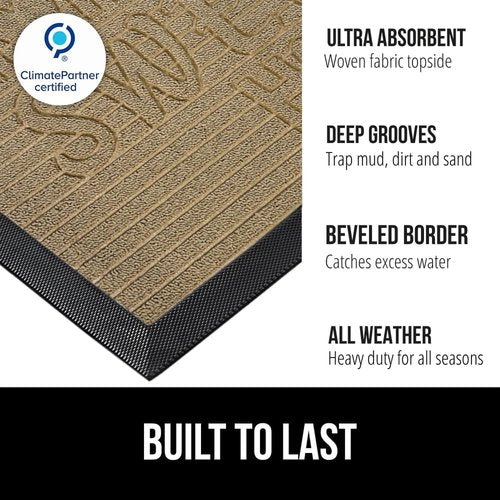 GORILLA GRIP Waterproof All-Season WeatherMAX Doormat - Stain & Fade Resistant, 29x17, Easy Clean