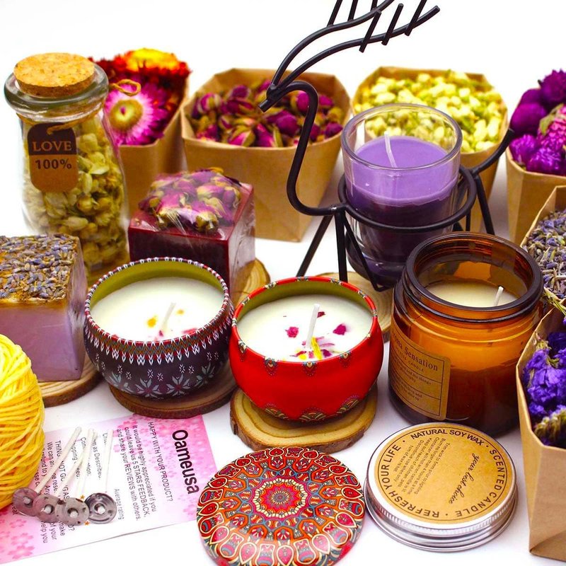 20 Pack*0.28oz Organic Dried Flowers|Linen Bag&Bamboo Clamp,Gluten-Free,Candle Soap Making,Lavender,Pink Rose,Jasmine and More