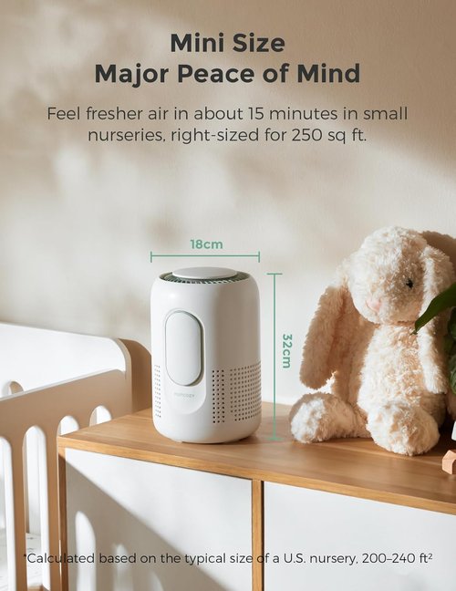 Momcozy Air Purifier - 4-in-1 HEPA Filter for Baby & Nursery | Quiet 21 dB Sleep Mode, Dimmable Night Light