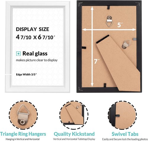 LaVie Home 5x7 Picture Frames - Classic White Design | High Definition Glass for Wall & Table Display (12 Pack)