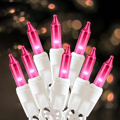 HISHINY Christmas Lights - 100 Count Pink String Lights for Indoor/Outdoor Decor | UL Certified, 21 Feet