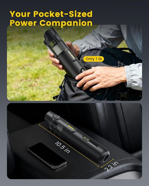 Mr.ego Handheld Car Vacuum - Portable Cordless 4-in-1 Mini Vacuum with 18500Pa Suction | Black