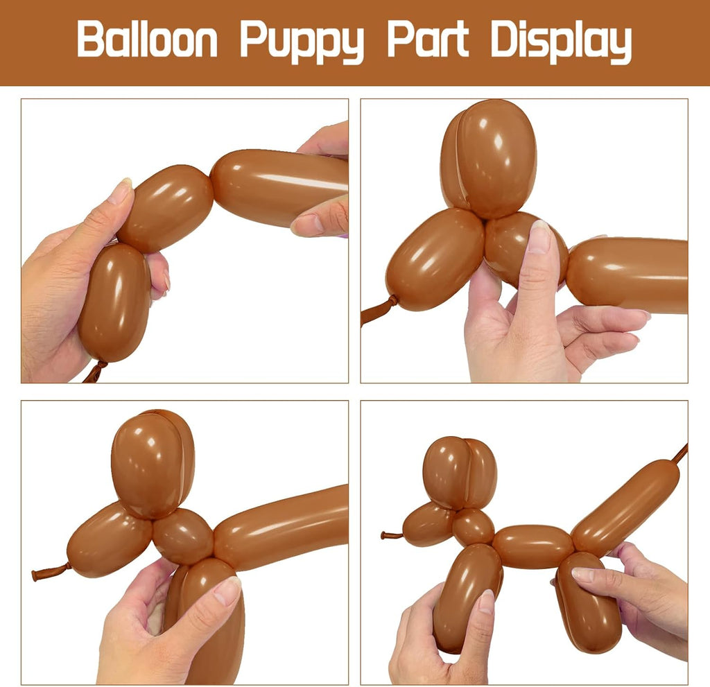 Skiennix 100Pcs Brown Long Balloons - Thick Latex Twisting Balloons for Party Decorations | Cocoa