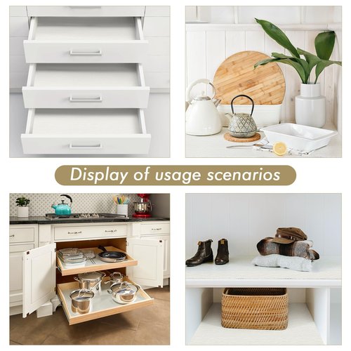 Cohoo Home Drawer Cabinet and Shelf Liner, 24in×11.8Ft Shelf Liners for Kitchen Cabinet Non Slip, Non Adhesive Kitchen Drawer Cupboard Mat, Durable Strong Grip Washable Bathroom White