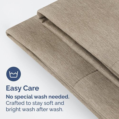 King Pillow Cases Set of 4 | Ultra Soft Hotel Quality Covers - Wrinkle Free & Fade Resistant - Heathered Beige