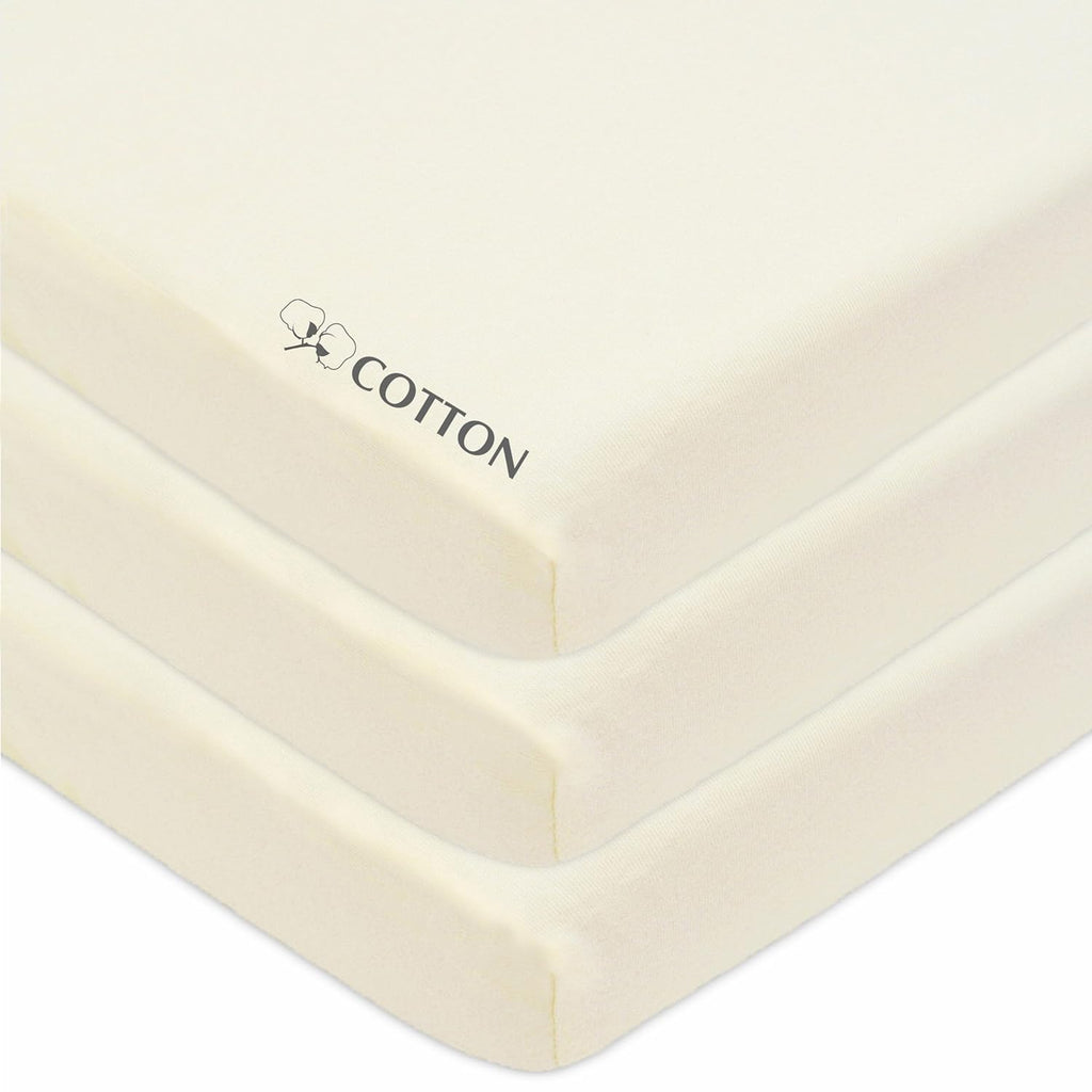 American Baby Company 3 Pack Mini Crib Sheets - 100% Natural Cotton, Soft & Breathable, 38" x 24", Beige