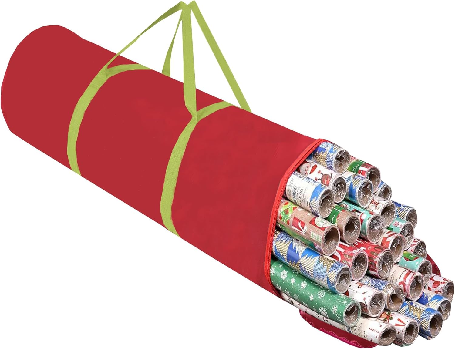 OUTTDID Christmas Wrapping Paper Organizer - 41" Storage for 18-25 Rolls | Durable 600D Oxford Fabric, Red with Handles & Zipper