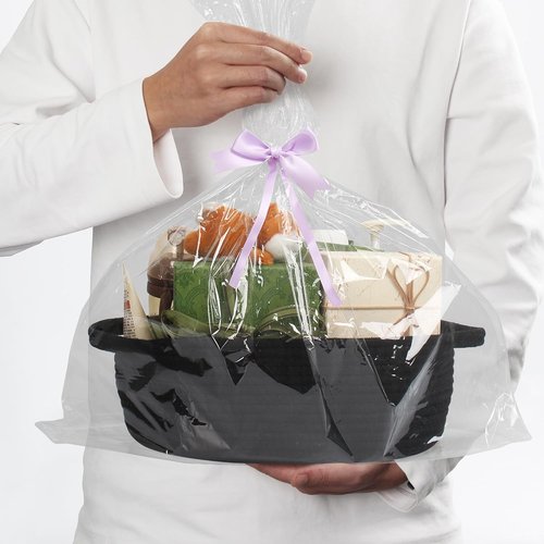 MEGASKET Black Woven Basket - Cute Dog Toy Storage Box | Soft Cotton Rope, 13” x 9” x 5”