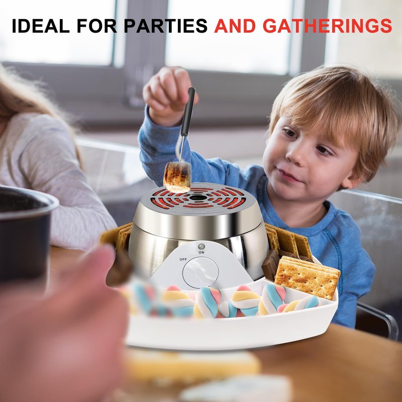 Smores Maker Tabletop Indoor Kit, Indoor Smore Maker Smores Kit Flameless Electric S'mores Maker, Tabletop Smores Maker,Movie Night Supplies Housewarming Christmas Gifts, 120V