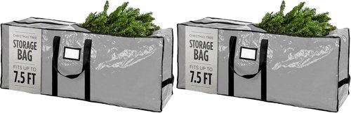 Christmas Tree Storage Bag | Durable Waterproof Zippered Bag for 7.5-Foot Artificial Trees - Protects Against Dust & Moisture (Grey, Pack of 2)