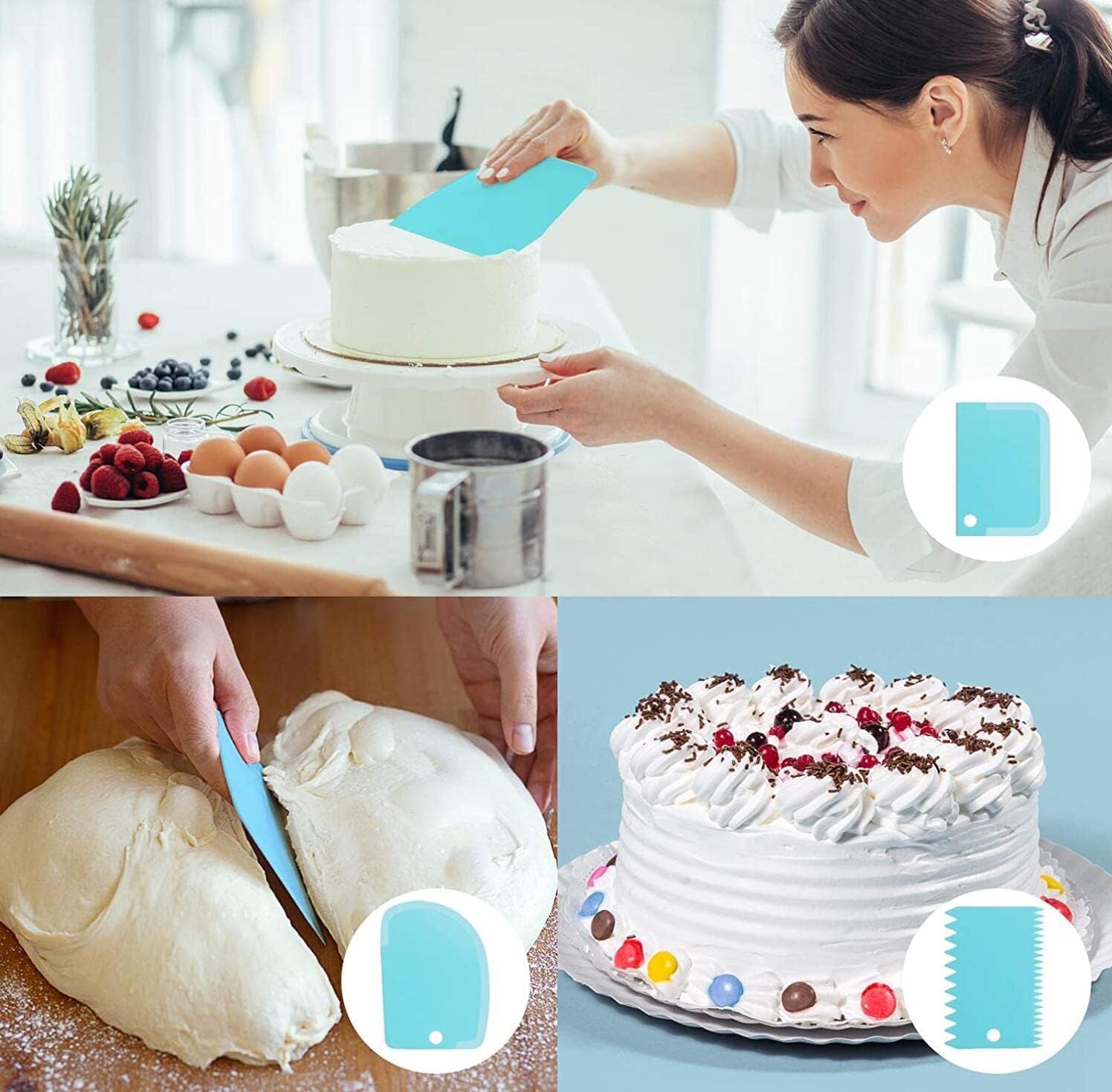 Skiennix Icing Nozzles Set - Stainless Steel Piping Tips with Reusable Silicone Bag for Cakes & Cupcakes