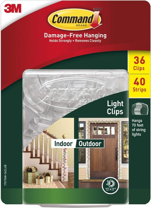 Command Indoor/Outdoor Plastic Light Clips - 36 Clips & 40 Strips in Clear Finish