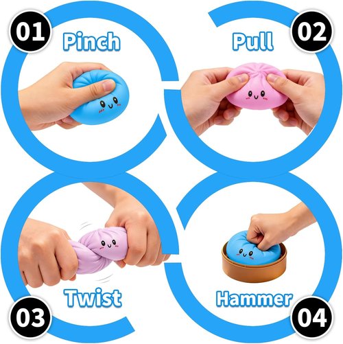 Dumpling Squeeze Toy - Colorful Stress Relief Fidget Ball | Stretchy Hand Toy in Pink
