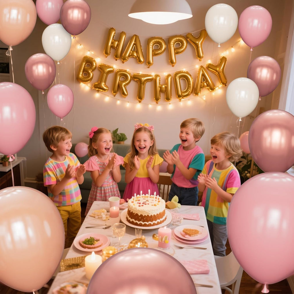 Regine Switzerland 68 Pcs Retro Pink Party Balloons - 12 Inch Dusty Pink & Metallic Rose Gold Decor for Girls' Birthday & Baby Showers