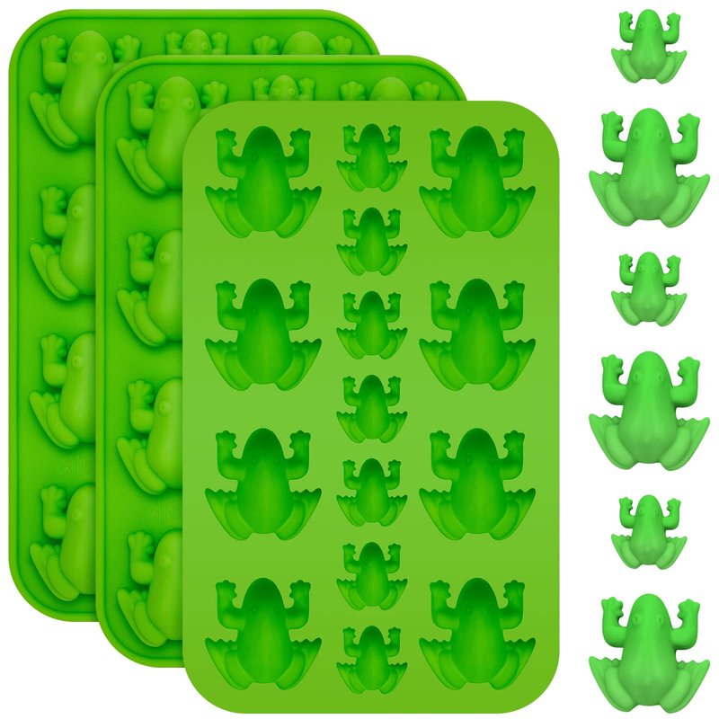 Tessco for you 3 Pieces Silicone Frog Chocolate Mold Funny Candy Molds Passover Jelly Ice Tray Gummy Animal Mold for Holiday Birthday Wizard Party Cake Decoration Kitchen Gift (Green)