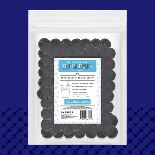 IMPRESA [100-Pack] Drink Covers for Alcohol Protection - Fabric Drink Protector for Men & Women - Wine Glass Covers to Prevent Your Drink Getting Spiked - Black Cup Covers For Drinks