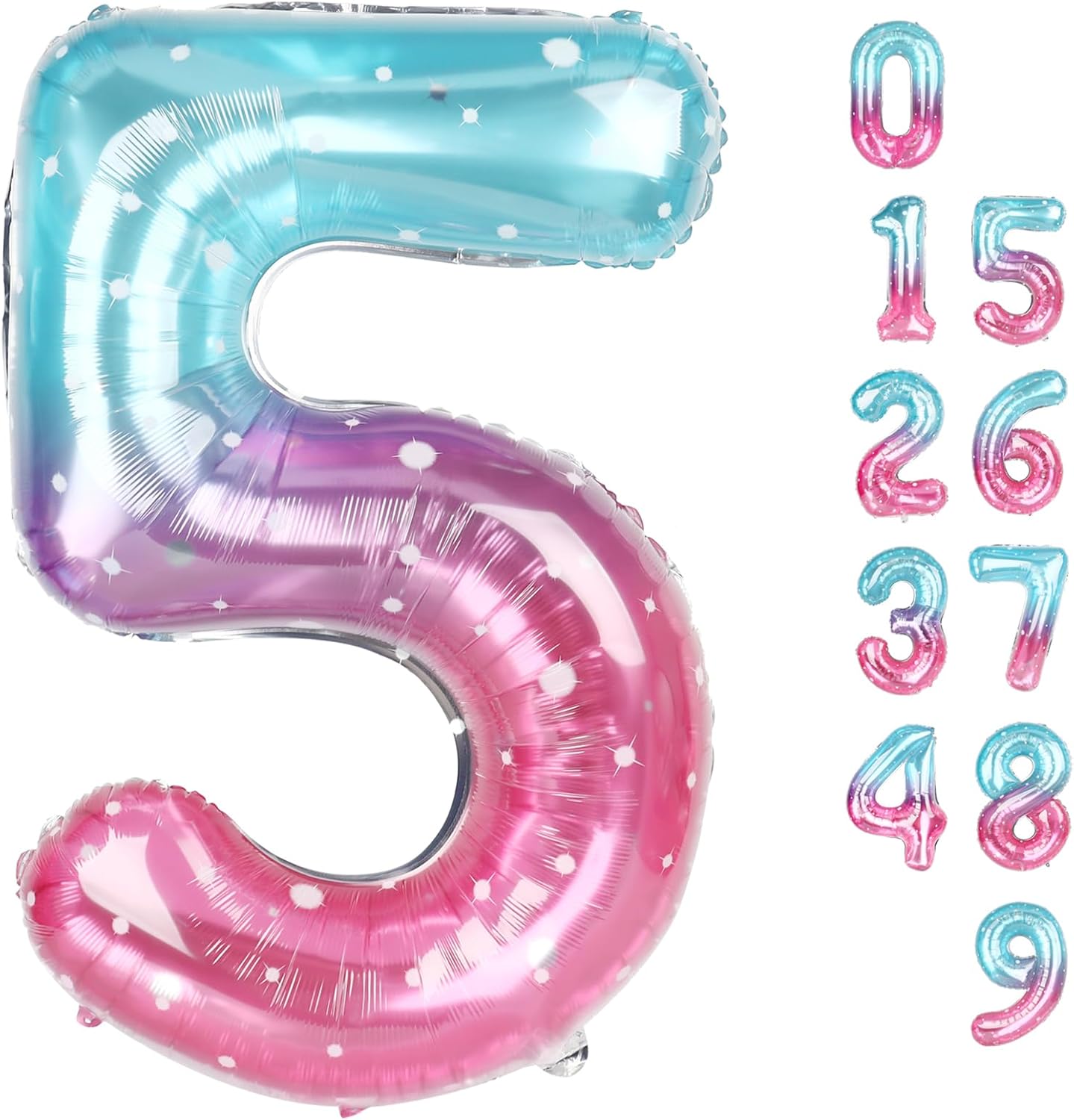 Skiennix 40-Inch Balloon Numbers - Big Pink, Purple & Blue Balloons for 5th Birthday & Wedding Decor