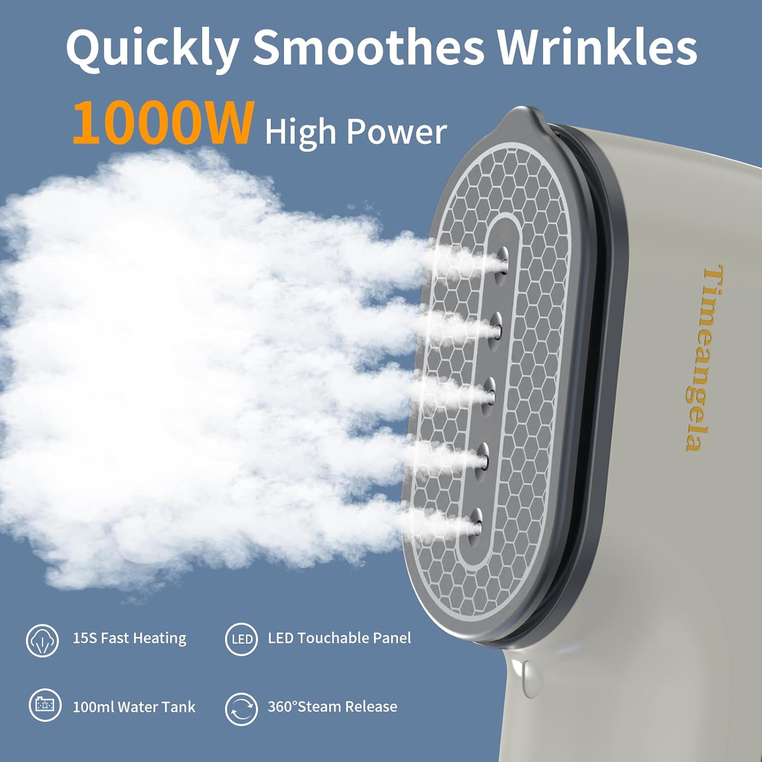 Skiennix Portable Travel Steamer - Mini Handheld Garment Iron for Wrinkle-Free Clothing (Gray)