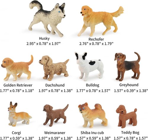Muchfun 20Pcs Dog Toy Figurines - Fun Animal Cake Toppers for Kids' Parties