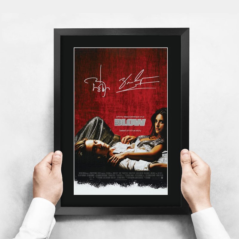 HWC Trading Blow Movie Poster Johnny Depp Penelope Cruz Signed 16 x 12 inch Framed Gift Printed Autograph Film Print Photo Picture Display - 16" x 12" Framed