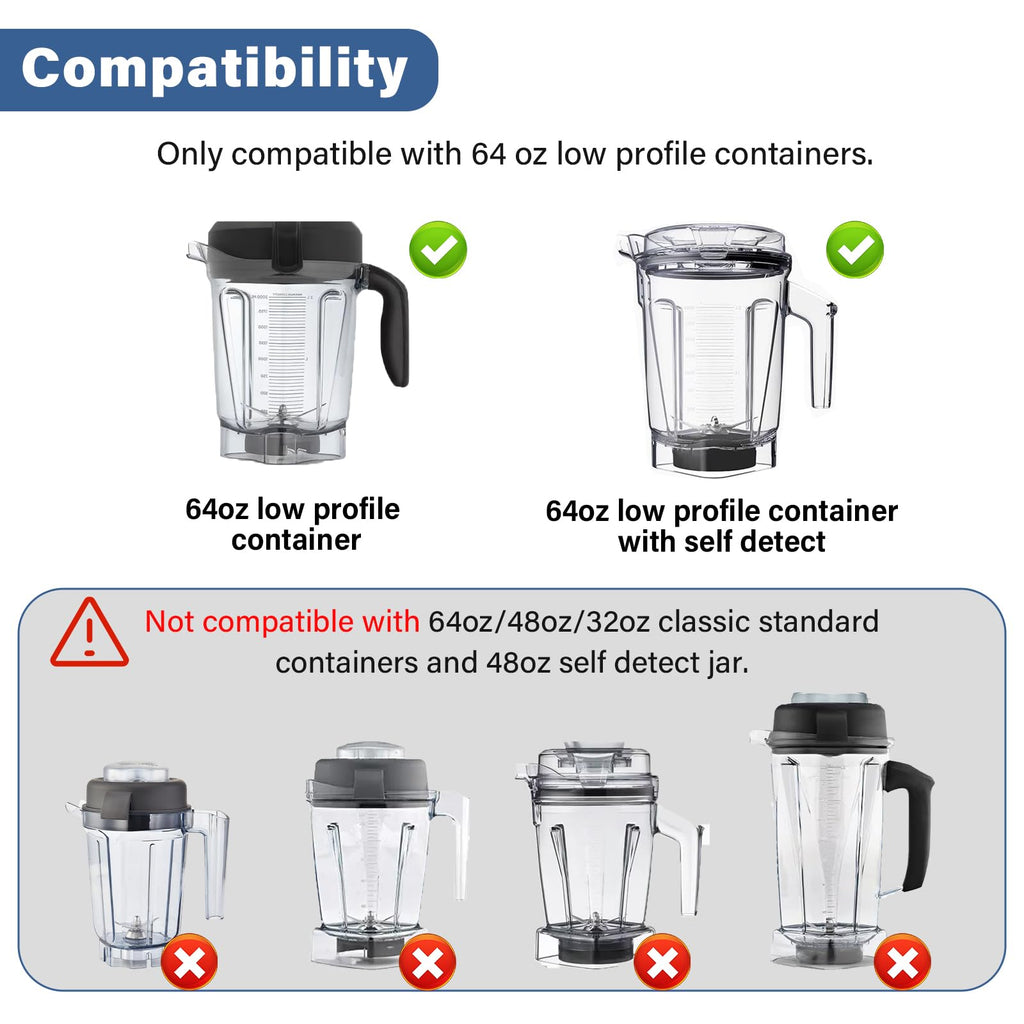 Blade Replacement for 64 oz Low Profile Container, Compatible With Professional Series 750 7500 5300 780 E320 Blender with 64oz Low Profile Container, 105733 Wet Blade Assembly Parts - 1YR Replacement