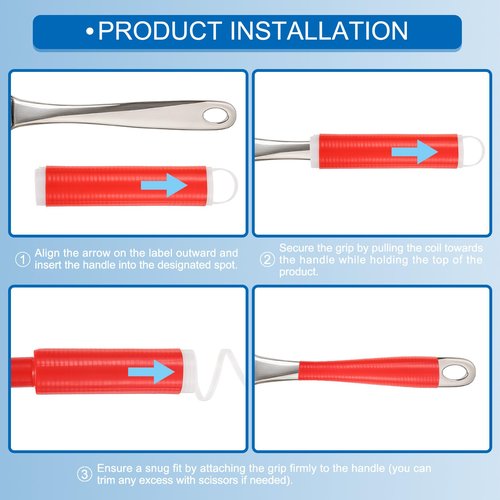 uxcell Silicone Pan Handle Sleeve Set, Heat Resistant Potholder Pot Holders Cover Sleeve for Frying Pan Handle Spatulas, Red (S+M)