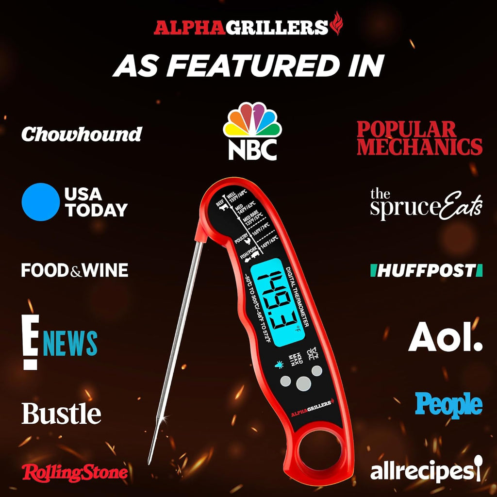 Alpha Grillers Digital Meat Thermometer - Instant Read Cooking & Grilling Tool | Perfect Gift for Foodies