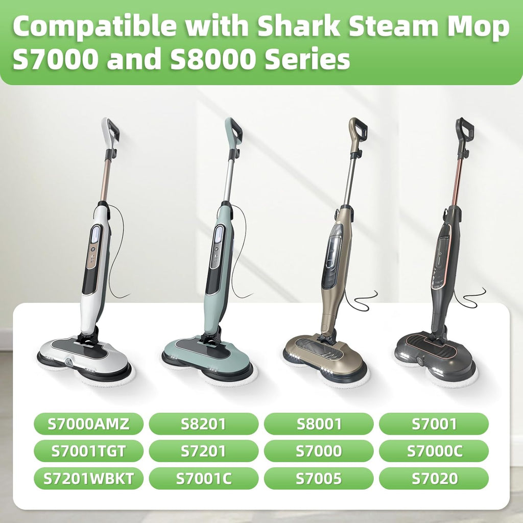 Shark Steam Mop Replacement Pads - 8 Pack Dirt Grip Soft Scrub Washable Pads for All Sealed Hard Floors | Fits Models S8201, S8001, S8002BRN, S7001, S7201, S7000AMZ, S7000, S7020