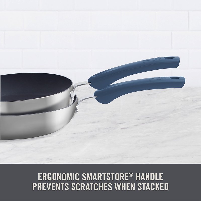 Zakarian by Dash 8" and 10" TruPro TriPly Nonstick Stainless Steel Fry Pan Set of Two