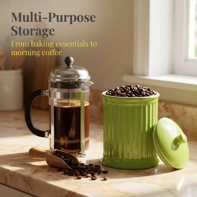 Omniware Simsbury XL Canister, 120oz Stoneware Kitchen Storage Jar with Lid - Large Airtight Container for Baking Essentials, Rustic Ceramic Canister for Coffee, Sugar, or Snacks (Black)