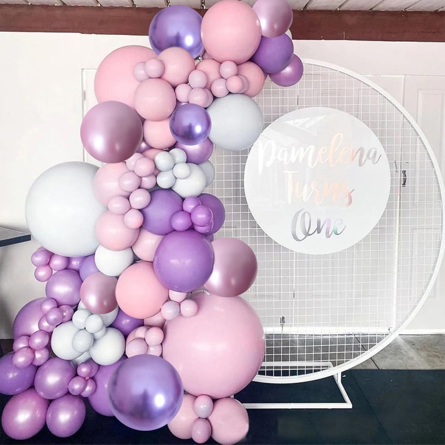 Togvu 12-Inch Metallic Purple Pink Balloons - 60 Pack Confetti Latex for Birthday & Baby Shower Decor
