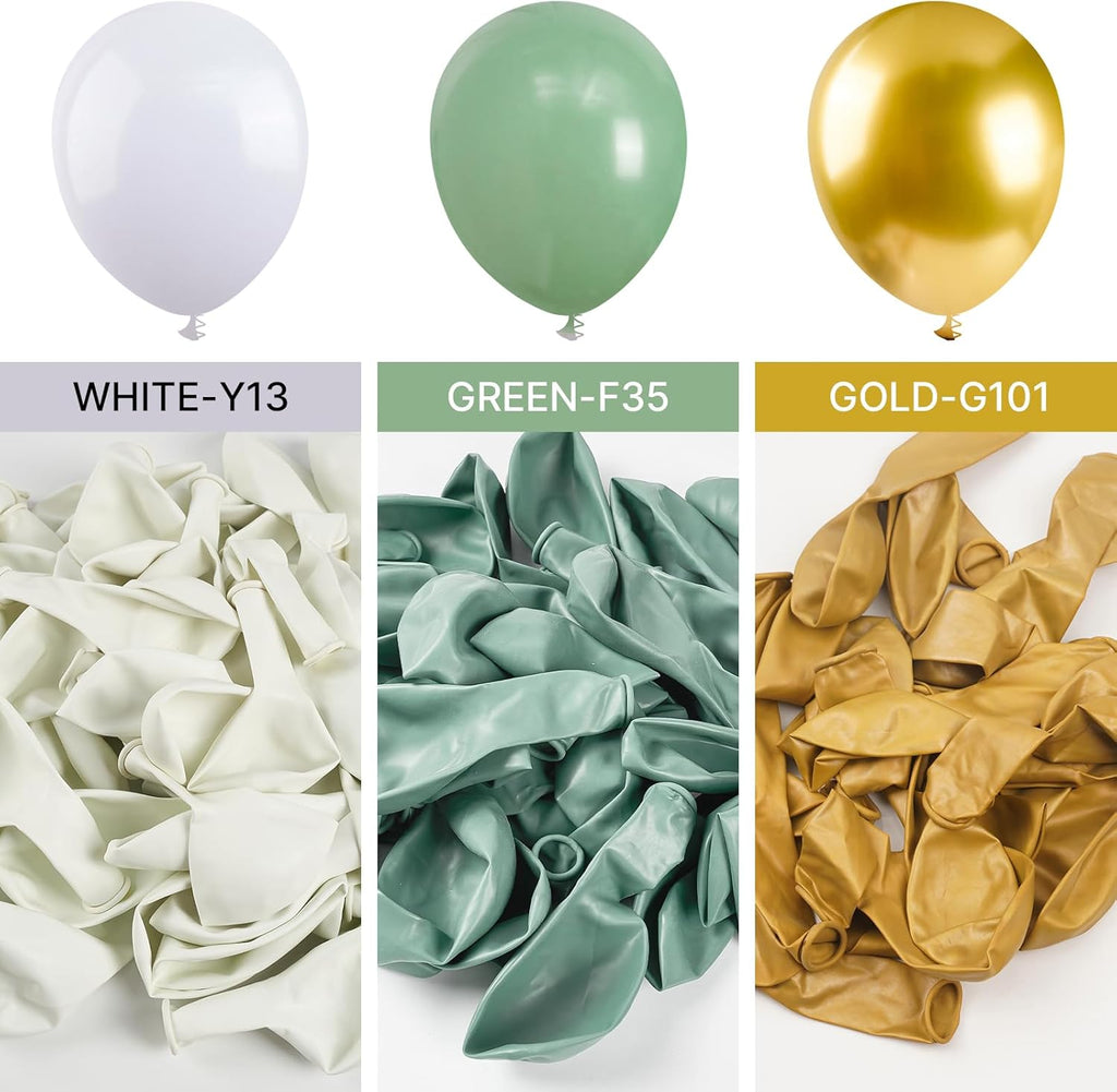 PartyWoo Balloon Arch Kit - Sage Green Garland with 152 Pieces of Boho Balloons | 18", 12", 10", 5" Sizes