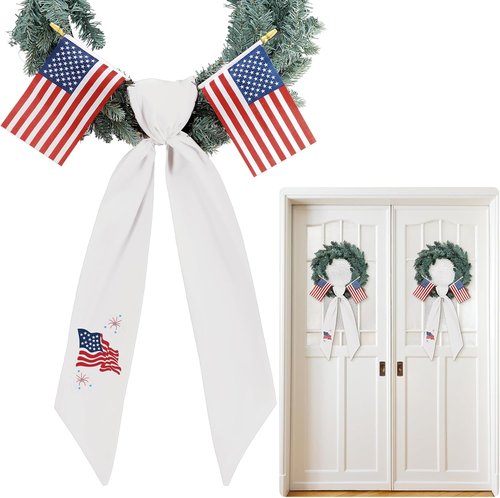 Hahafelt Patriotic Wreath Sashes - USA Flag Design for July 4th | 56" x 4.5" Home Decor