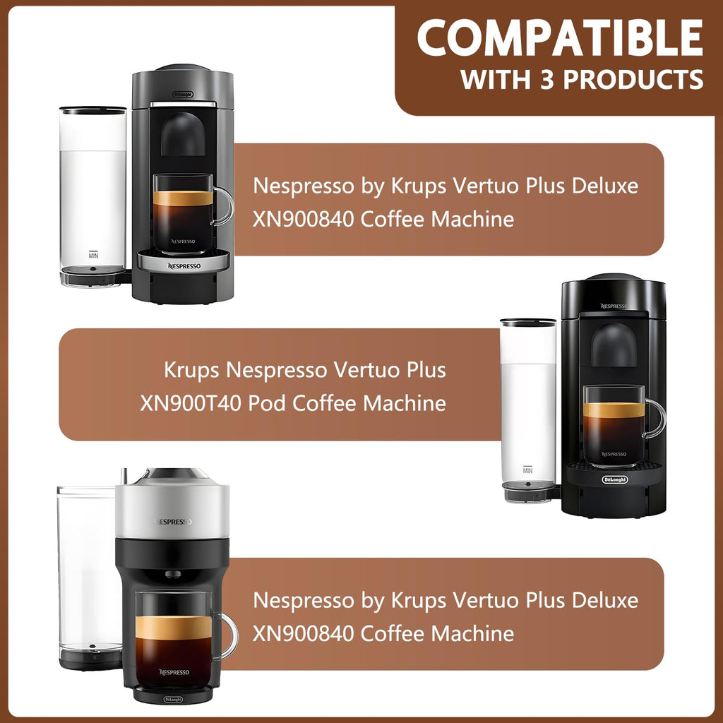 Water Tank Reservoir Replacement Suitable for Krups Vertuo Plus Coffee Machine，Black Cover，Food Grade Materials, 60oz