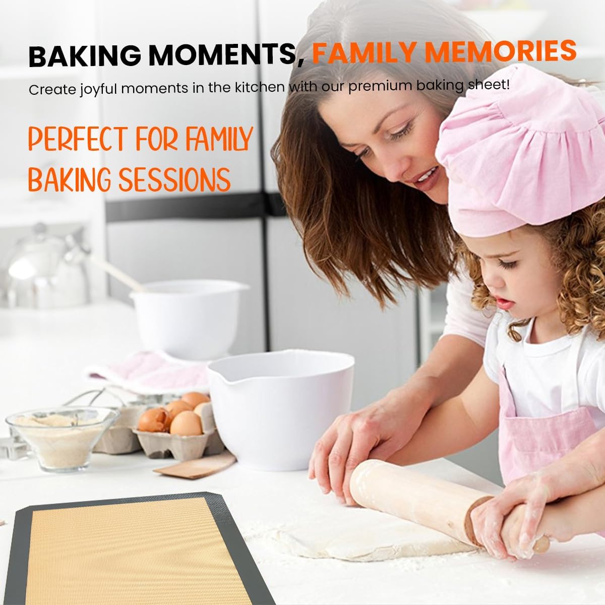 Skiennix Silicone Baking Mats - Non-Stick, Reusable 4-Pack for Oven | Heavy-Duty Half Sheet for Macarons & Pastries