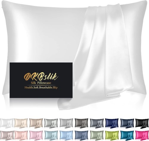 Mulberry Silk Pillowcase by [Brand Name] - King Size, Anti-Acne & Cooling, Hidden Zipper, White