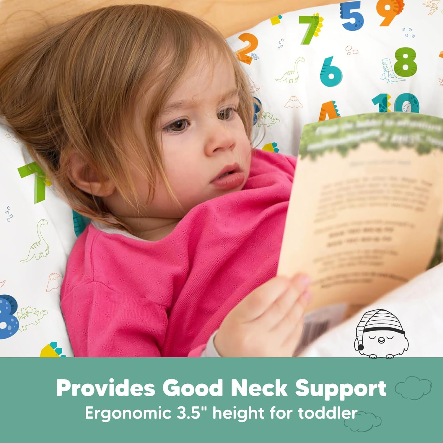 My Little Dreamy Toddler Pillow - 13x18 Organic Cotton Travel Pillowcase, Soft & Breathable for Ages 2-5