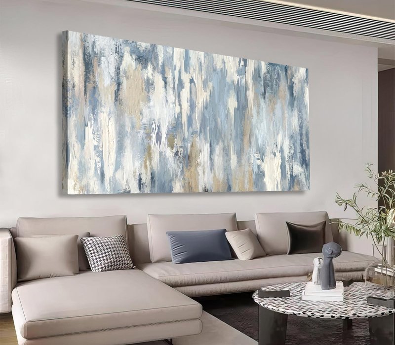 Shoci Large Abstract Wall Art - Gray Blue Beige Canvas Pictures for Living Room Contemporary Painting Prints Decor Modern Graffiti Artwork Wall Art for Bedroom Home Office Decoration 20" X 40"