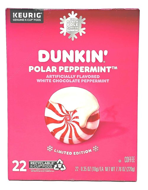 Dunkin Donuts Limited Edition Holiday Coffee K Cups - Polar Peppermint -2 Boxes - 44 Seasonal Kcup Pods For Keurig Coffee Makers