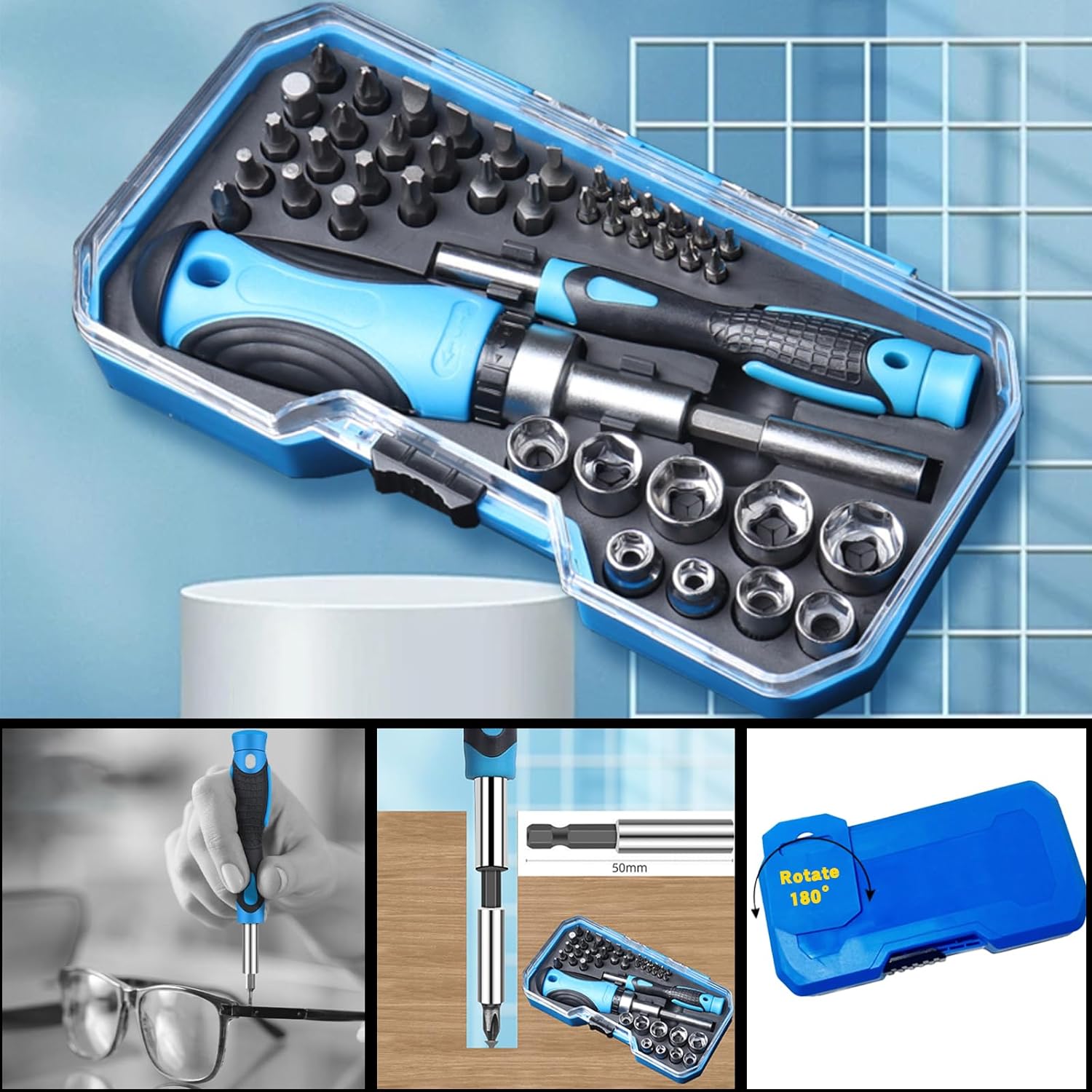 Tool Advent Calendar 2025 - 44-Piece Tool Set with Precision Bits & Screwdrivers | 24-Day Countdown for Mechanics