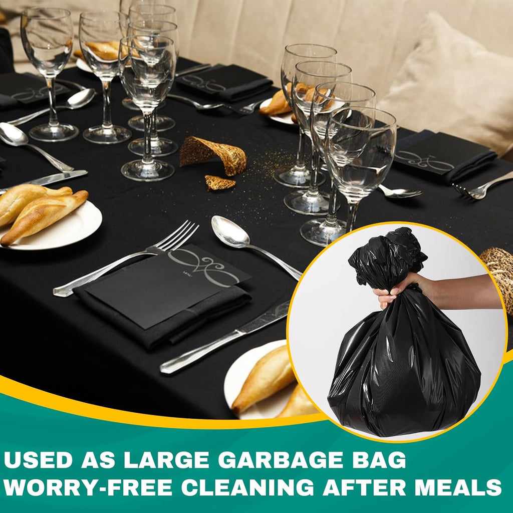 RowinsyDD Disposable Black Plastic Table Cloths - 20 Pack, 54 x 108 Inches for Parties & Events