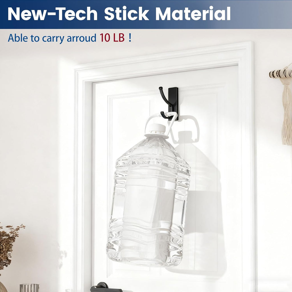 Pickpiff Adhesive Wall Hooks - No Residue, Easy Removal, Heavy-Duty Towel Hooks | 4 Pack Black