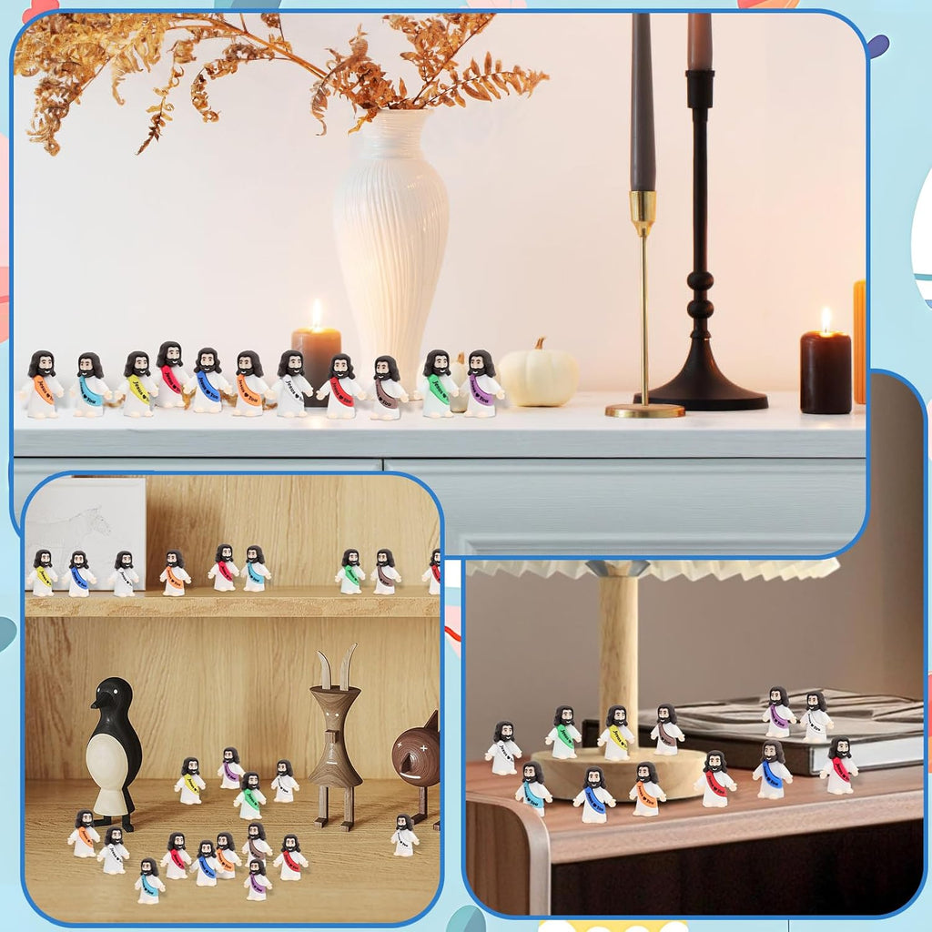Owurha Jesus Love You Mini Figures - 100 Pcs Tiny Religious Figurines for Sunday School & Baptism Gifts