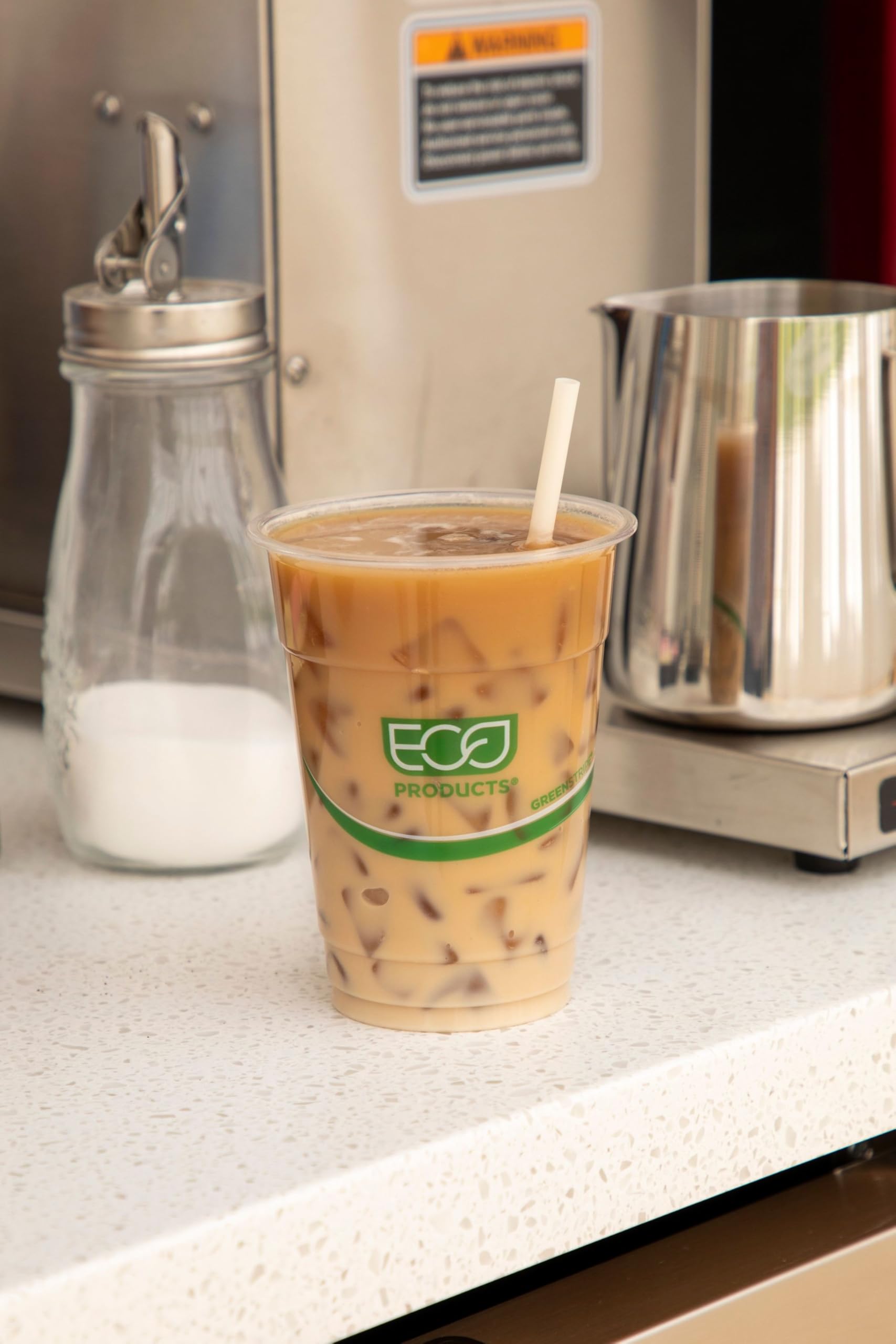 Eco-Products Compostable Plastic Straws, 5.5" Long, 6mm Diameter, Case of 2500, Natural White Disposable Plant Based PHA Plastic, Standard Sized Drinking Straws, ASTM Compliant, BPI-Certified