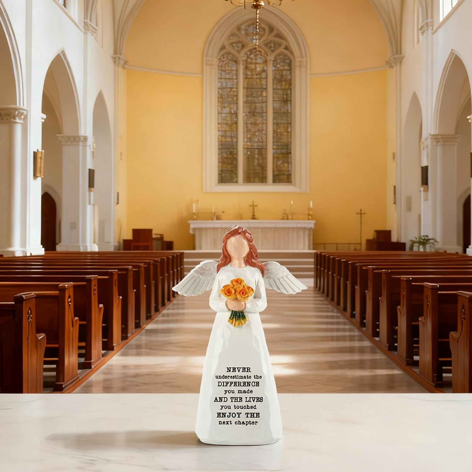 Regine Switzerland Retirement Gift - Elegant 5.9” Handcrafted Resin Angel Figurine | Perfect for Coworkers, Nurses, and Teachers