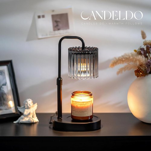 Candeldo Candle Warmer Lamp - Adjustable Black Wax Melt Warmer with Timer | Dimmable Modern Decor Gift