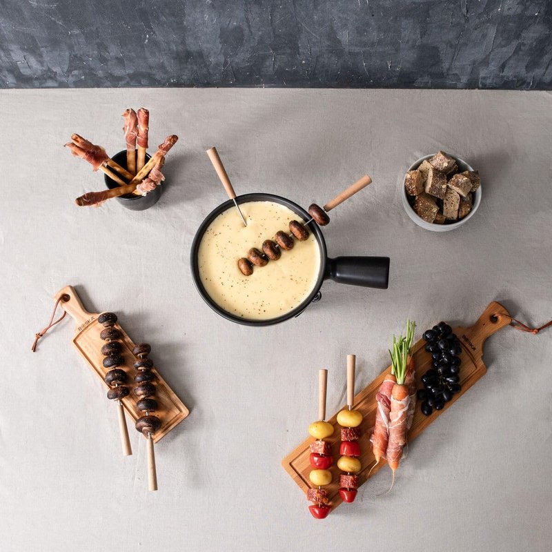 Boska Cheese Fondue Party Set Nero - Black Cast Iron Fondue Pot - Wedding Registry Items Small Kitchen Appliances for up to 4 Persons Wedding Registry Items
